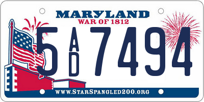 MD license plate 5AD7494