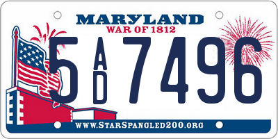 MD license plate 5AD7496