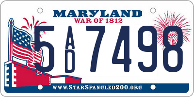 MD license plate 5AD7498