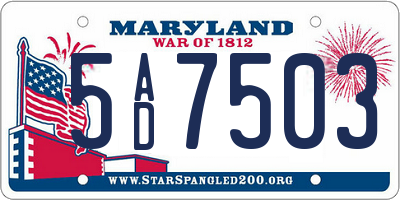MD license plate 5AD7503