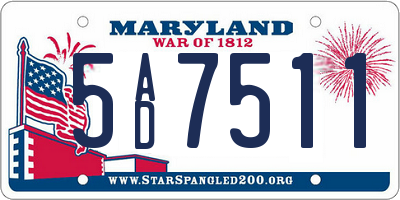 MD license plate 5AD7511