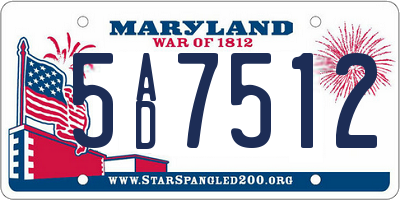 MD license plate 5AD7512