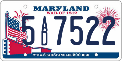 MD license plate 5AD7522