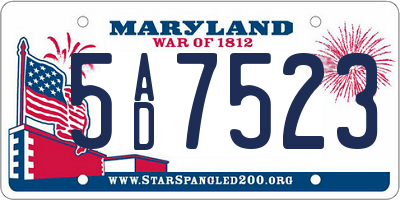 MD license plate 5AD7523