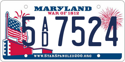 MD license plate 5AD7524