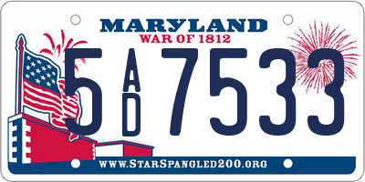 MD license plate 5AD7533