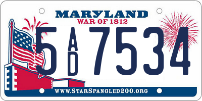 MD license plate 5AD7534