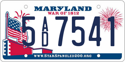 MD license plate 5AD7541