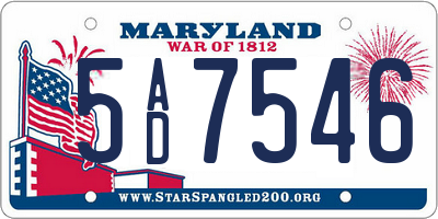 MD license plate 5AD7546