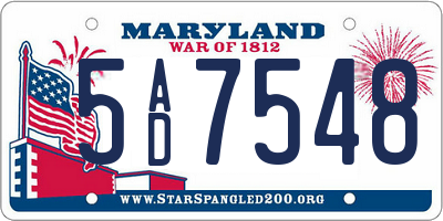 MD license plate 5AD7548