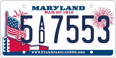 MD license plate 5AD7553