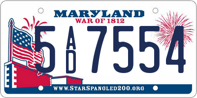 MD license plate 5AD7554