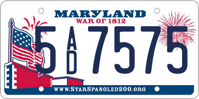 MD license plate 5AD7575