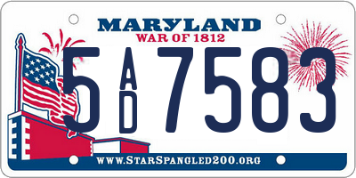 MD license plate 5AD7583