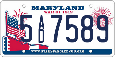 MD license plate 5AD7589