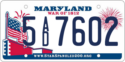 MD license plate 5AD7602