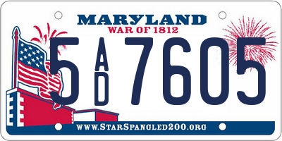 MD license plate 5AD7605