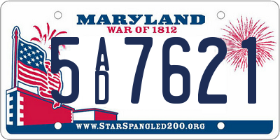 MD license plate 5AD7621