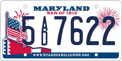MD license plate 5AD7622