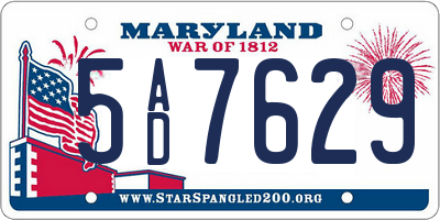 MD license plate 5AD7629