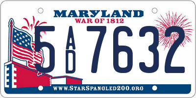 MD license plate 5AD7632