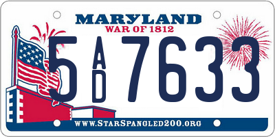 MD license plate 5AD7633