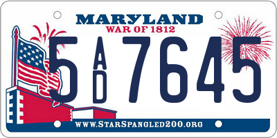 MD license plate 5AD7645