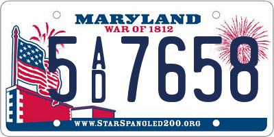 MD license plate 5AD7658