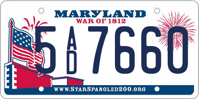 MD license plate 5AD7660