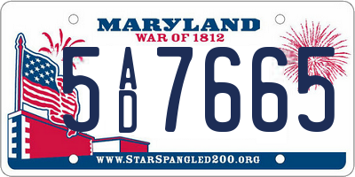 MD license plate 5AD7665