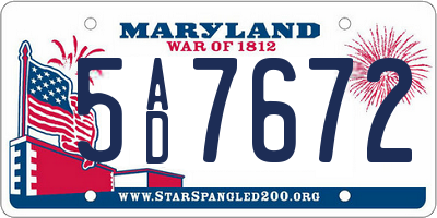 MD license plate 5AD7672