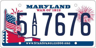 MD license plate 5AD7676