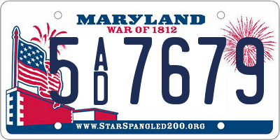 MD license plate 5AD7679