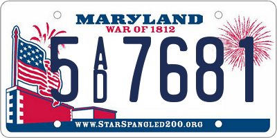 MD license plate 5AD7681