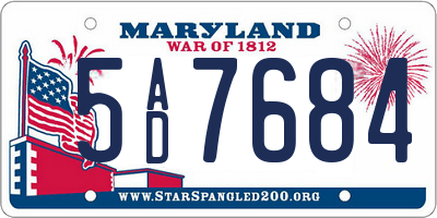 MD license plate 5AD7684
