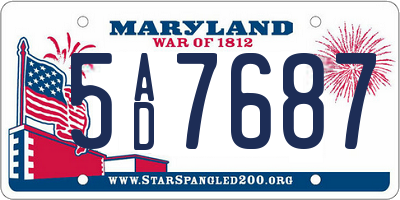 MD license plate 5AD7687
