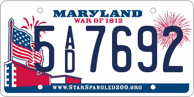 MD license plate 5AD7692