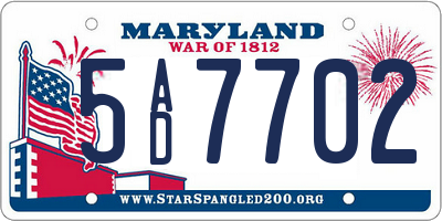 MD license plate 5AD7702