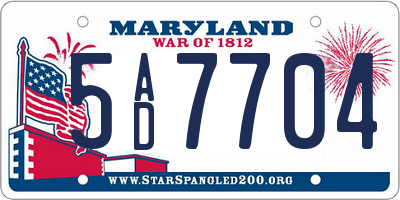 MD license plate 5AD7704