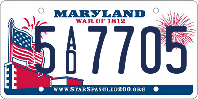 MD license plate 5AD7705