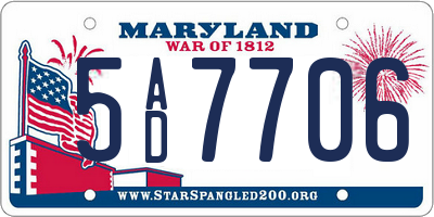 MD license plate 5AD7706