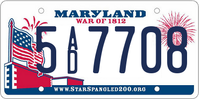 MD license plate 5AD7708