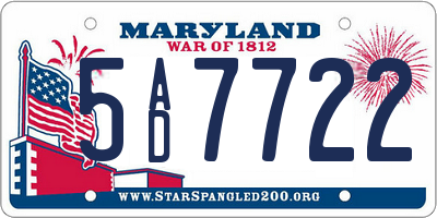 MD license plate 5AD7722