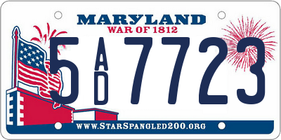 MD license plate 5AD7723