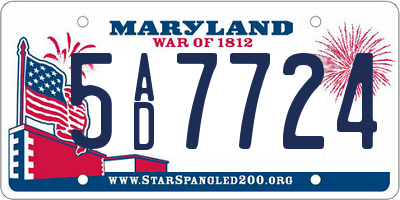 MD license plate 5AD7724
