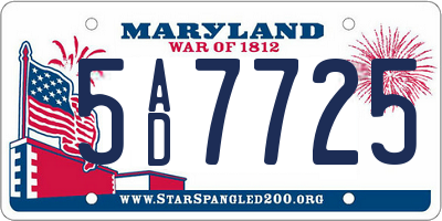 MD license plate 5AD7725