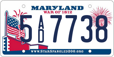 MD license plate 5AD7738
