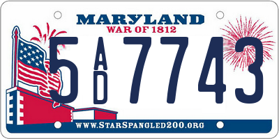 MD license plate 5AD7743