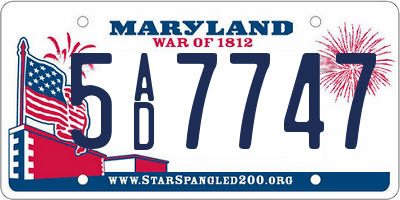 MD license plate 5AD7747