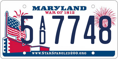 MD license plate 5AD7748